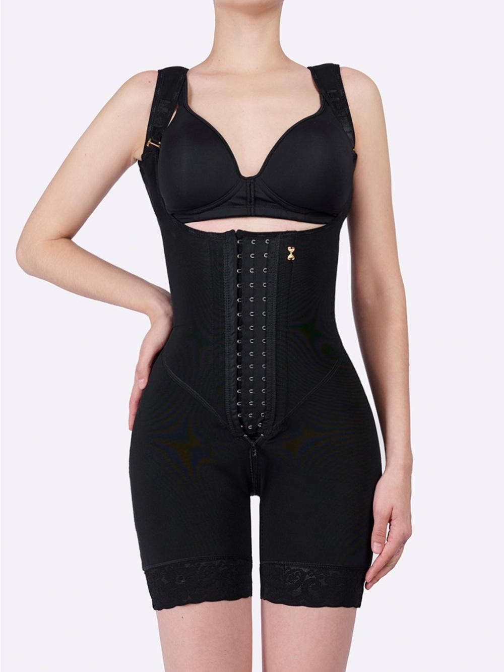 Sol hourglass shareware Black Full Body with Lace Hem